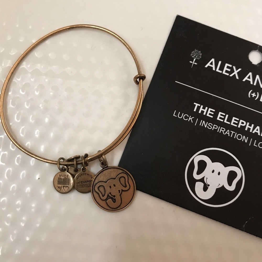RETIRED Alex and Ani Gold Elephant Bracelet